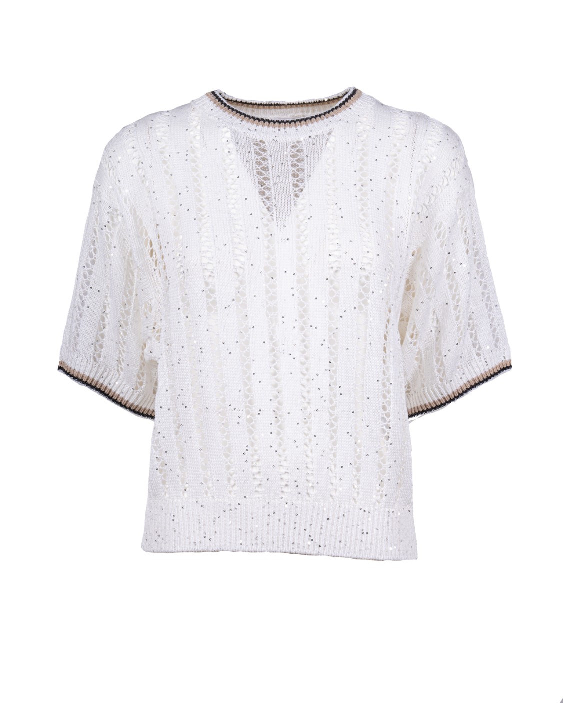 shop BRUNELLO CUCINELLI  Pull: Brunello Cucinelli maglia Dazzling Ribbed Net in lino.
Girocollo.
Spalla abbassata.
Manica ampia.
Maglia con diversi punti.
Composizione: 94% LINO, 6% NYLON.
Made in Italy.. MCO559400-CFA26 number 7804265